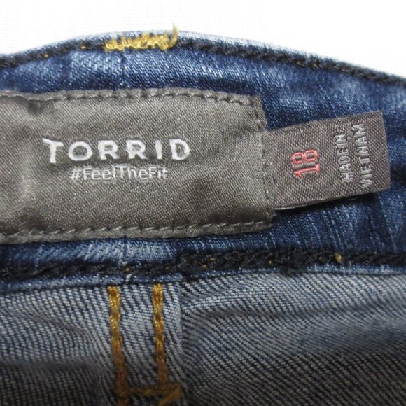 TORRID womens SHORTS denim JEAN blue HIGH WAIST button-fly FRAYED SIZE 18 - Picture 5 of 10
